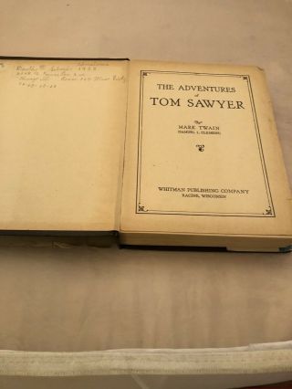 The Adventures Of Tom Sawyer Vintage Book 1931 Mark Twain Whitman Pub Co (O) 6