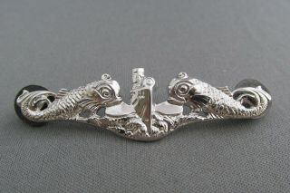 Vintage Sterling Us Navy Licensed Submarine Dolphin Wing Badge