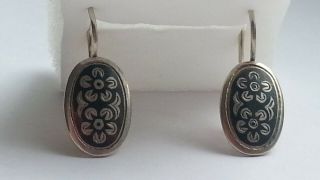 Kubachi Vintage Soviet Russian Sterling Silver 875 Earrings