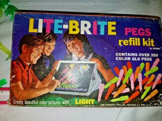 Vintage 1968 Lite Brite Pegs Refill Kit 5473 1000,  Pegs 1 - 1/8 " Long