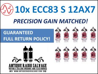 Jj Electronic Tesla Precision Gain Matched Dectet (10x) Ecc83 - S 12ax7 Tubes