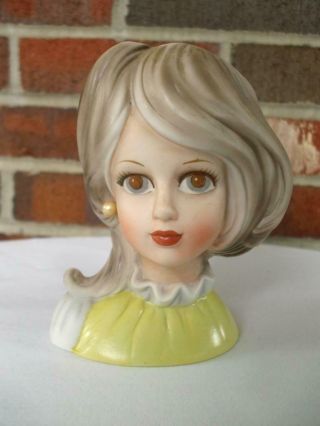 Vintage Inarco Blonde " Ghost Girl " E6211 Teen Lady Head Vase 5 - 1/2 " Tall Japan