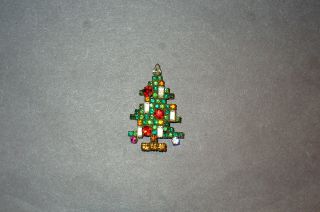Weiss Signed Vintage 5 Candle Christmas Tree Brooch