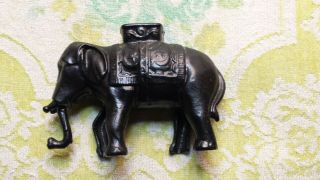 Vintage A C Williams? Elephant With Howdah.  Coin Bank Still Cast Iron Black