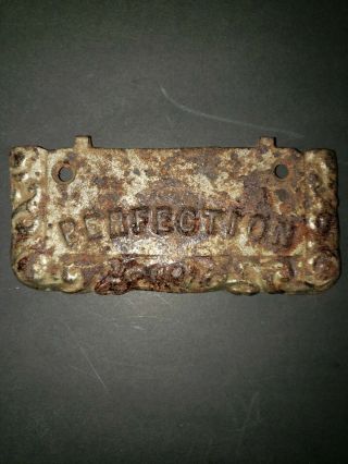 Vintage Perfection Cast Iron Stove Nameplate For The Mini 8 " Salesmen Sample