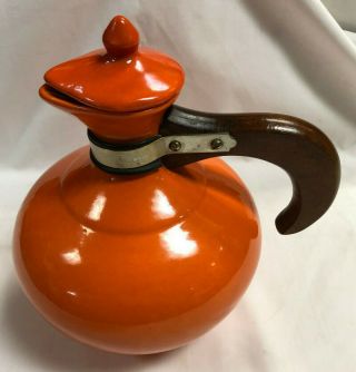 Vintage Bauer California Pottery Plainware Orange Coffee Server Carafe
