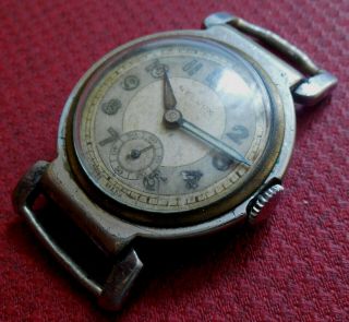 Vintage 1930s Rellum 15 Jewels Military Swiss Made Running Watch