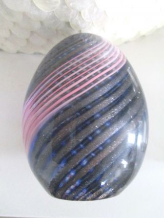 Vintage Murano Glass Egg Paperweight Ferro & Lazzarini Swirl Design Italy