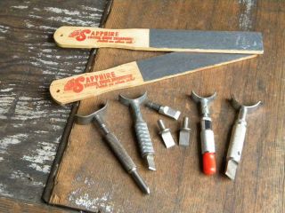 4 Vintage Leather Tools Tandy Craftool Swivel Knife Carvers Extra Cutting Blades