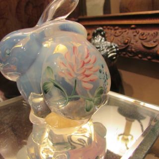 Vintage Fenton Rabbit W/ Flowers Hand Painted And Signed