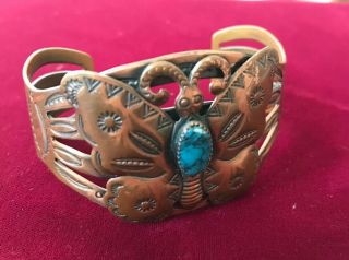Vintage Bell Trading Post Southwestern Solid Copper Butterfly Cuff Bracelet