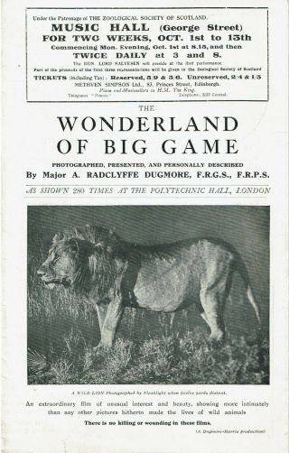 1923 Brochure The Wonderland Of Big Game For The Film By A.  Radclyffe Dugmore