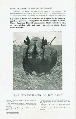 1923 Brochure THE WONDERLAND OF BIG GAME for the film by A.  RADCLYFFE DUGMORE 2