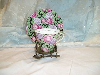 Vtg,  " Rosina Bone China Tea Cup & Saucer ",  Made In England,  Floral Pattern