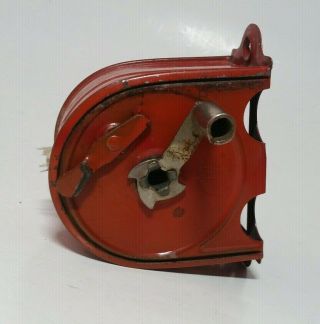 Vintage Retractable Clothesline Reel Wall Mount Red Handy Things Metal Usa