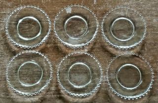 Vtg Set Of 6 Imperial Glass Depression Clear Candlewick Dessert Plates 6 1/4 "