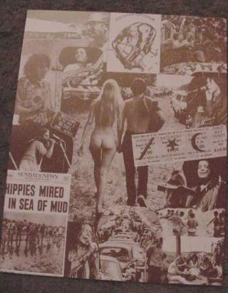 Vintage Woodstock 1969 Concert Photo Poster Collage Art Sepia Music Festival