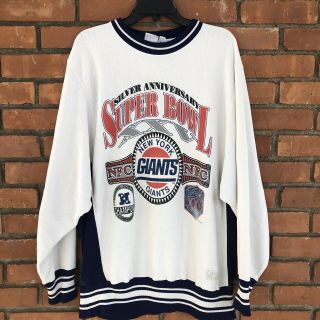 Vintage York Giants Sweatshirt Bowl Xxv 1990 90s Large Nfl Football