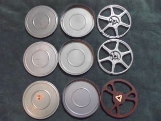 Vintage 8mm 5 " Metal Movie Reels & Cases/canister Spindle Hole