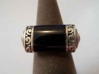 Vintage Sterling Silver Onyx Ring Size 10 Signed 925 Was $70
