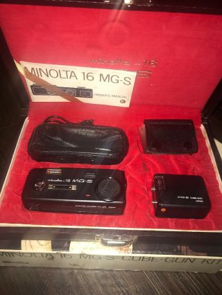 Vintage Minolta 16 Mg - S 16mm Subminiature Camera W/ Case And Accessories