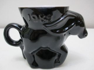 Vintage Frankoma Pottery Political Mug Democrat Donkey 1988 Black Onyx Glaze