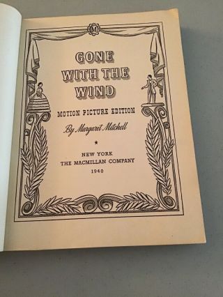 1940 GONE WITH THE WIND BY MARGARET MITCHELL - MOTION PICTURE EDITION BOOK 3
