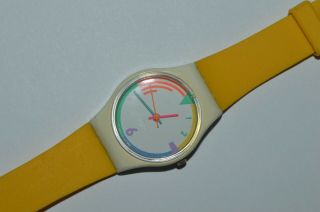 1988 Vintage Swatch Watch Lw121 Red Wave Ladies Swiss Quartz Plastic Originals