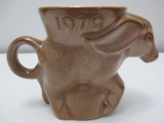 Vintage Frankoma Pottery Political Mug Democrat Donkey 1979 Brown Satin Glaze