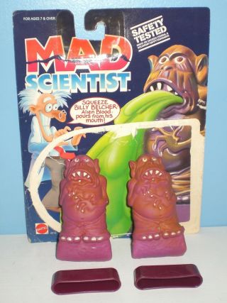 Vintage 1986 Mattel Mad Scientist Squeeze Monster Billy Belcher W/ Base - 2