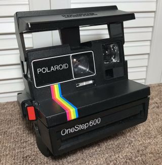 Vintage Polaroid 600 One Step Black Instant Film Camera W/ Flash Rainbow