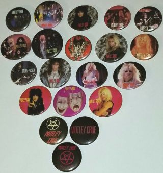 Motley Crue 20 Concert Button Pin Metal Tommy Lee Glam Vtg Flyer Poster Lp Cd 45