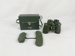 Vintage Tasco 323 Rz Wide Angle 8 X 40 Binoculars Green Rubber W/ Case Covers