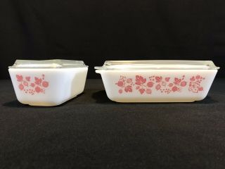 Vintage Pyrex Gooseberry With Lids Refrigerator Dishes Set of 2 0503 & 0502 4pc 3