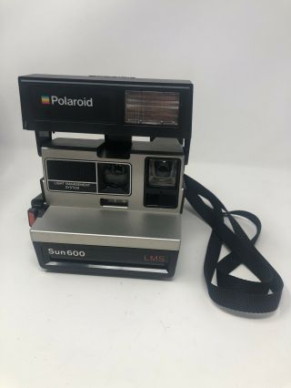 Polaroid Land Sun 600 Lms Vintage Instant Camera W/ Strap Flash Film