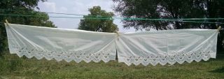 Vintage Valances Two Ivory Cut Work Embroidery 58 X 18 Urban Farm Rural Chic