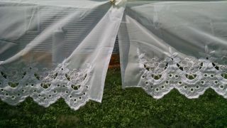 Vintage Valances Two Ivory Cut Work Embroidery 58 x 18 Urban Farm Rural Chic 2