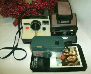 3 Vintage Cameras,  Polaroid Sx - 70 Model 3,  Polaroid One Step,  Kodak Hawkeye R4,