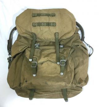 Vintage Military Canvas Backpack.  Possibly Ww2 German Alpine Rucksack.