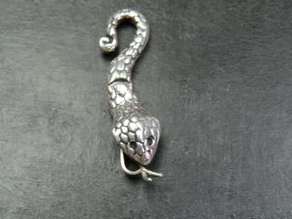 Vintage Sterling Silver Articulated Snake Pendant C.  1990