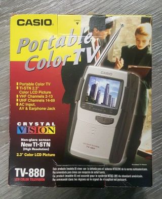 Casio Portable Color Tv - 880 Lcd 2.  3 " Vhf Uhf Crystal Vision Vintage