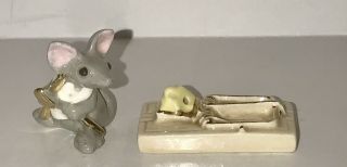 Vintage Arcadia Miniature Mouse & Mouse Trap Salt & Pepper Shakers