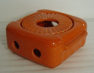 Vtg 60s/70s Orange Pop Art Pottery Teapot Warmer Steuler Cari Zalloni