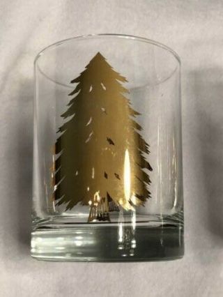 Vintage Georges Briard Gold Christmas Tree Rocks Glasses - SET of 4 EUC 4