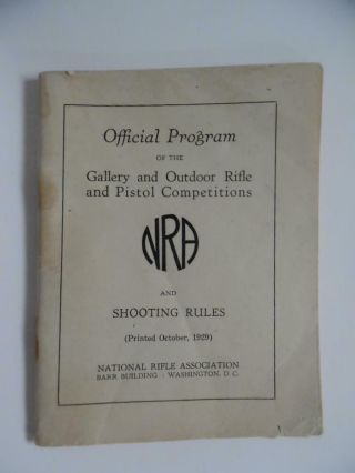 1929 Nra Official Program Gallery & Outdoor Rifle Pistol Shooting Competitions