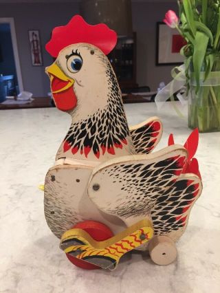 Vintage 1958 Toy " The Cackling Hen " 120 Fisher Price Toys Made In Canada