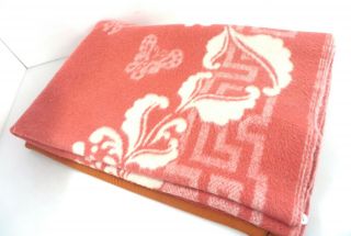 Vintage Swan Red / Ivory Pattern Wool Reversible Large Blanket