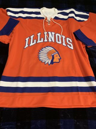 Vintage University Of Illinois Fighting Illini Hockey Jersey Size Xxl