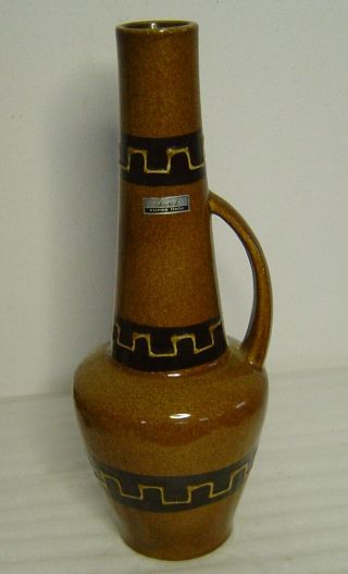 Tall Vtg 60s Scheurich Europ Line Pottery Vase 37 Cm