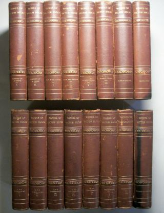 The Of Victor Hugo.  16 Volume Leatherbound Set,  Circa 1900